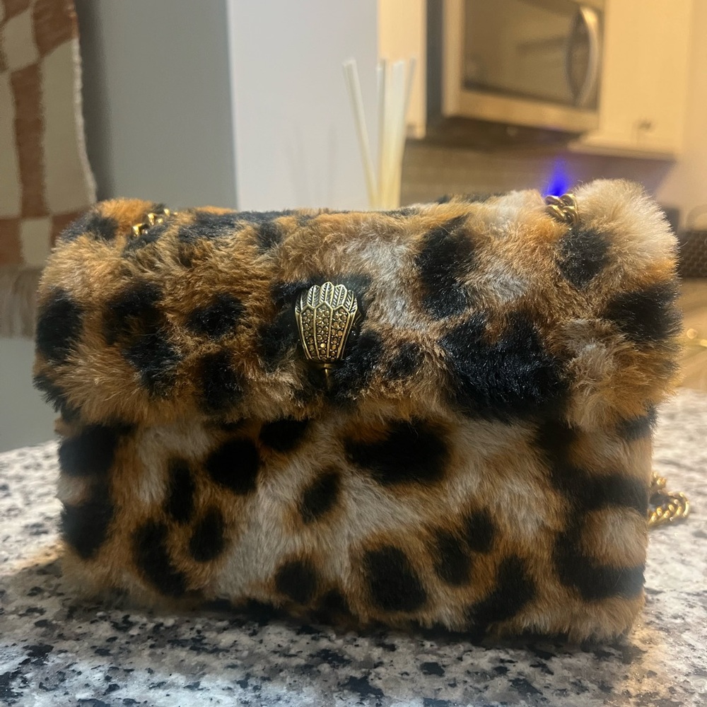 Leopard Print Faux Fur Shoulder Bag- Kurt Geiger